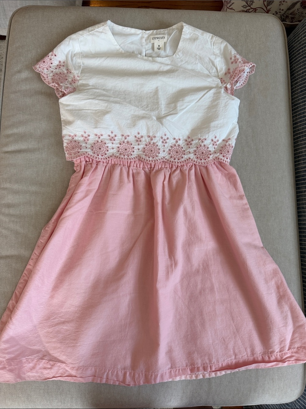 Crewcuts white and pink dress, size 8.